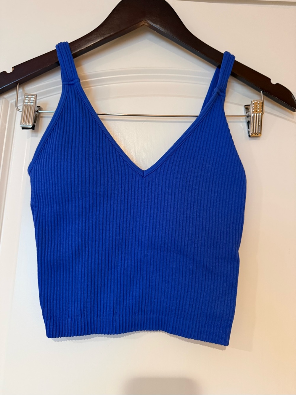 Wishlist Royal Blue Ribbed V-Neck Cropped Tank Size S/M